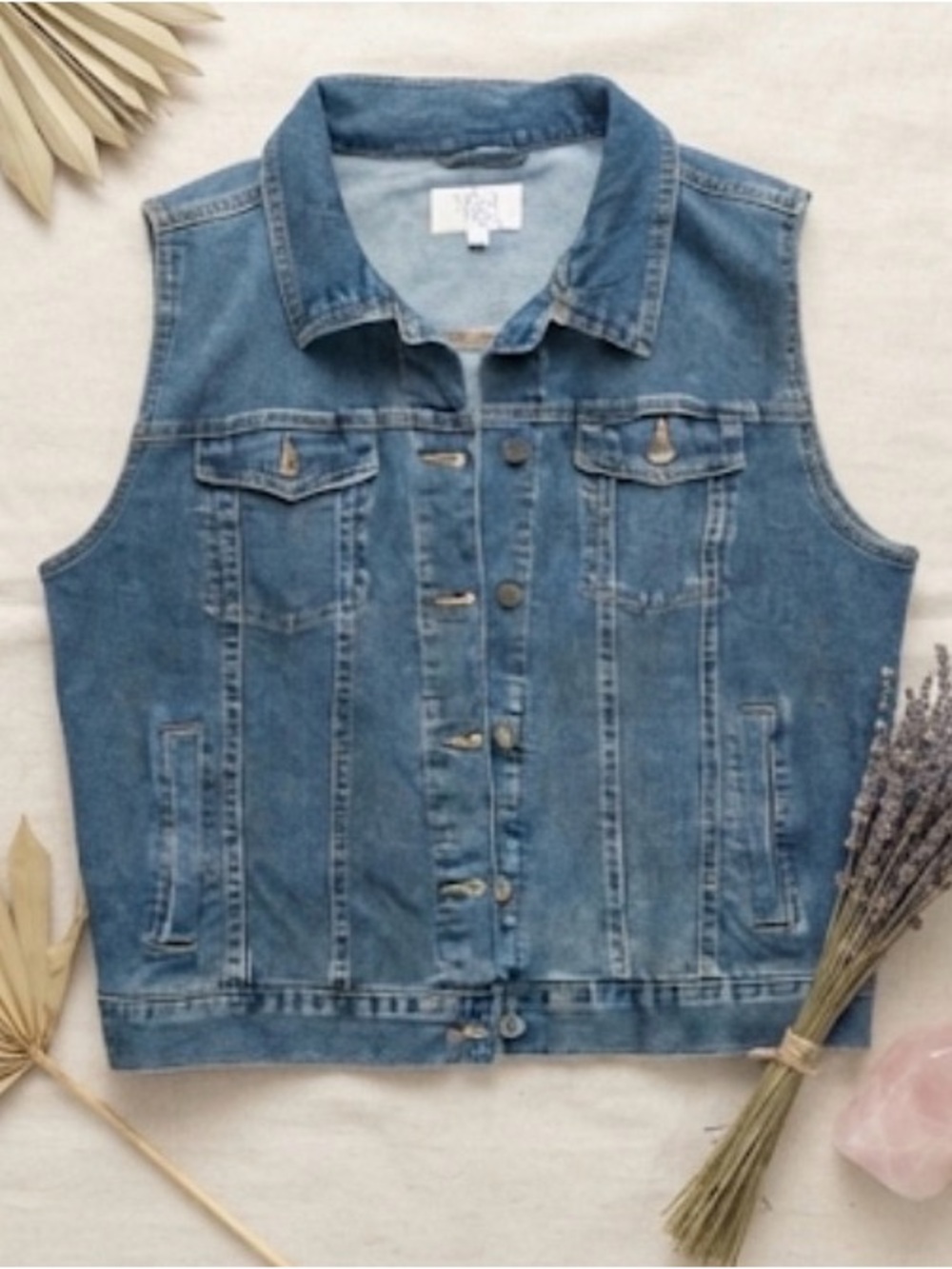 Time and Tru Light Blue Denim Vest for Women